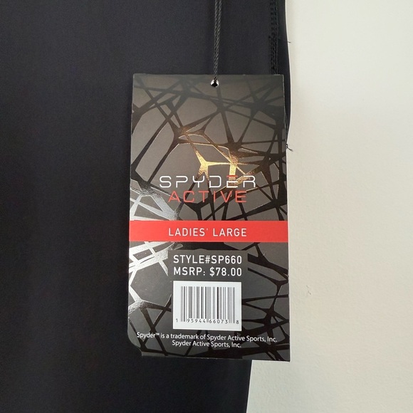 SPYDER High Waist Mesh back Support Crop Legging. Black. Size Large. NWT. - Picture 4 of 12